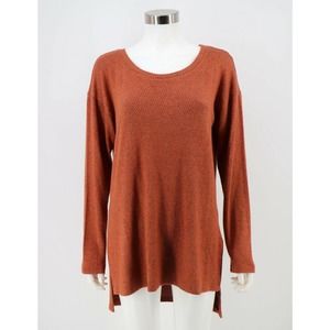 Bobeau NWT Side Slit Tunic Top Rust Orange Stretch Knit Pullover Size Small